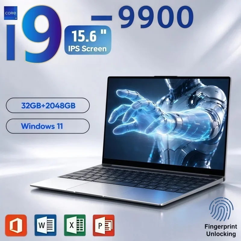 15.6 Inch Intel Core I9 9900 Portable PC Windows 11 32GB RAM 2TB SSD Fingerprint Recognition Notebook For Online Working