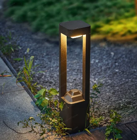 Bollard Landscape Light Outdoor Black Garden Pathway Lighting Fixtures Floor Lawn Lamp for Pillar Outdoor Landscape Lights