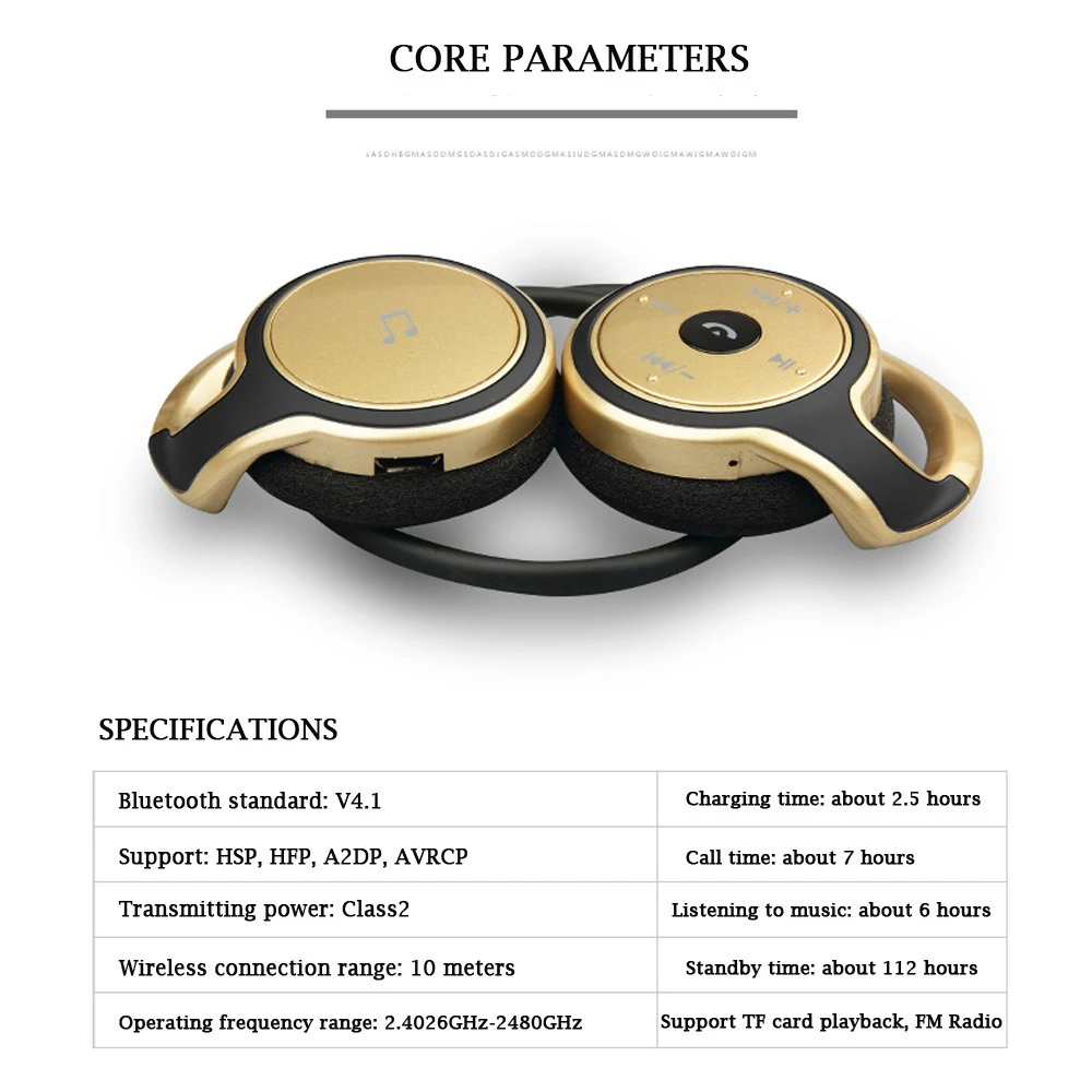 A003 AX-698 سماعات رأس رياضية بلوتوث تدعم 32 جيجا TF بطاقة راديو FM سماعات رأس لاسلكية محمولة باللون الأسود