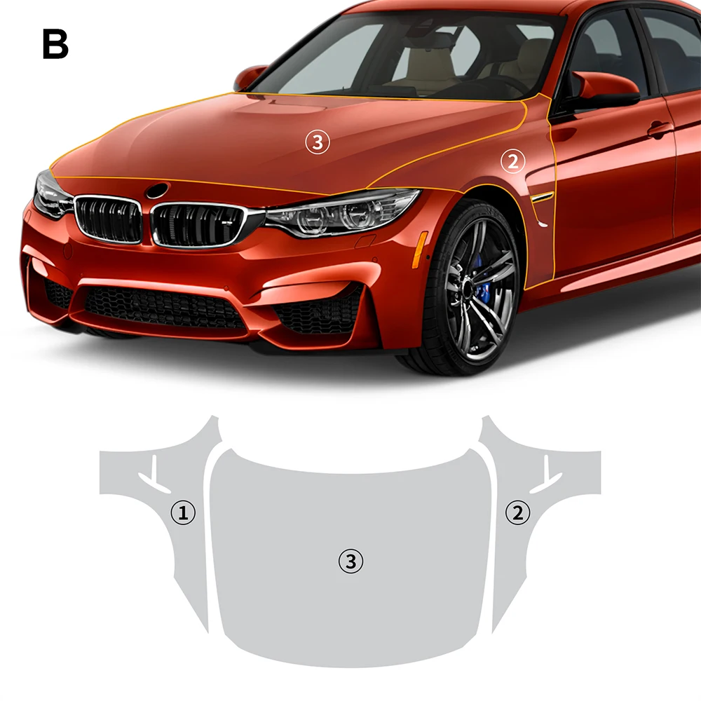 

For BMW M3 Sedan CS F80 2014-2019 TPU Pre-cut Car Scratch-resistant Front Bumper Hood Engine Transparent Protective Film PPF Kit