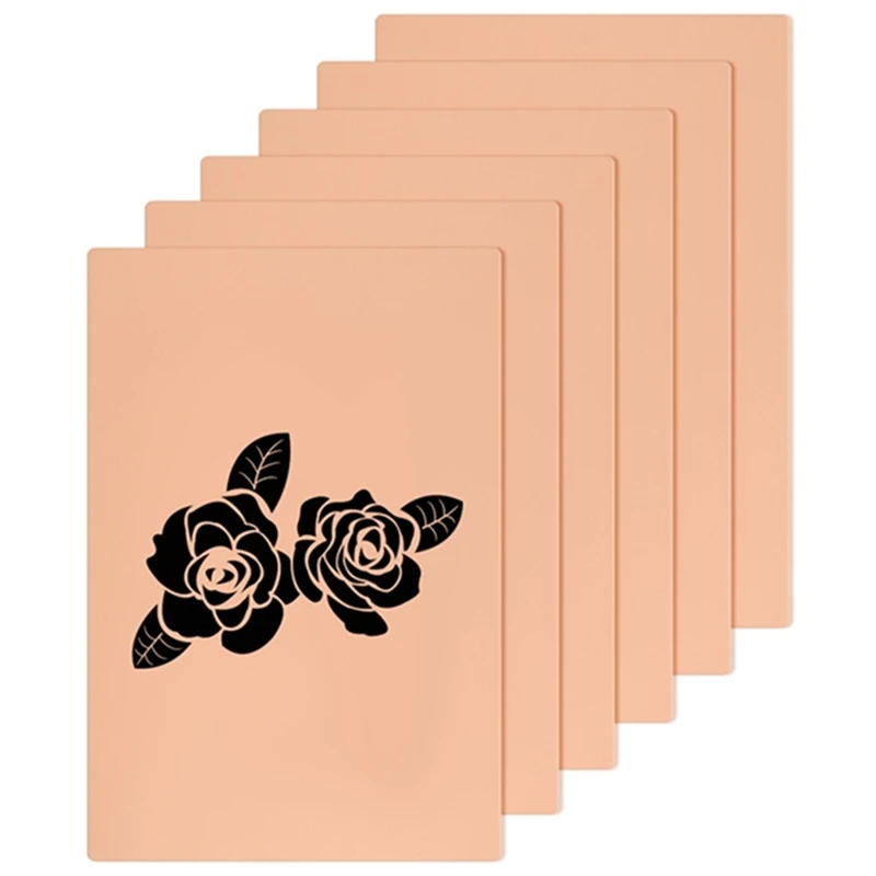 6PCS Tattoo Practice Skin 0.25CM Silicone Fake Skin Double-Sided for Permanent Makeup Training Supply Tattoo Accessory-AT35