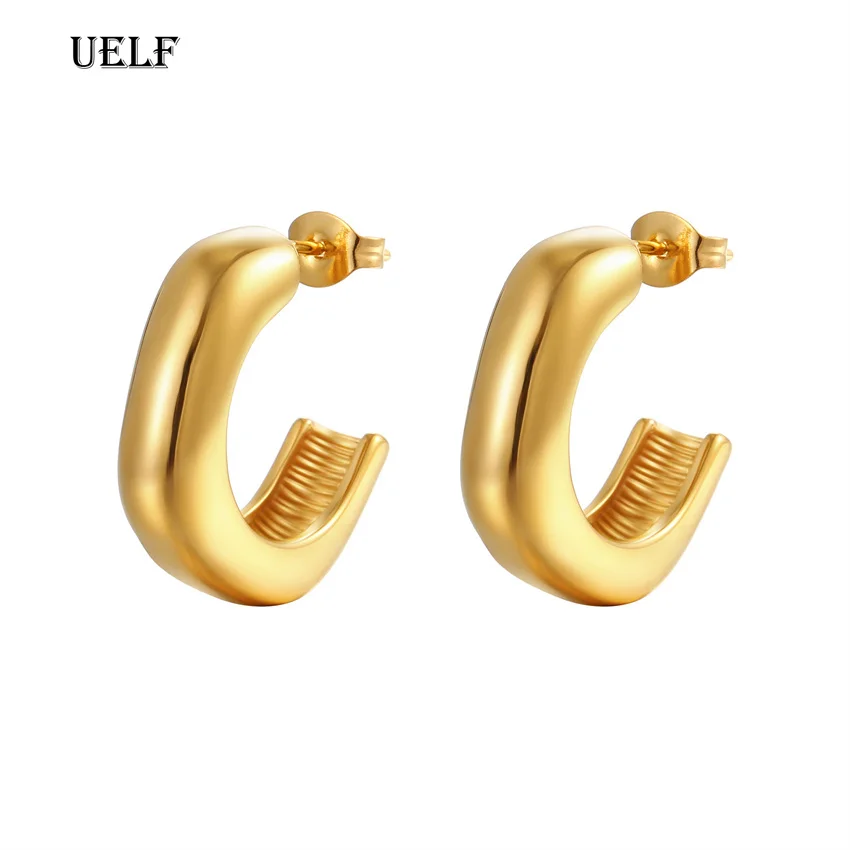 UELF Silver Color Circle Arc Earrings Trendy Retro Simple Hot Sexy Exquisite Hoop Earring Couple Jewelry Gift