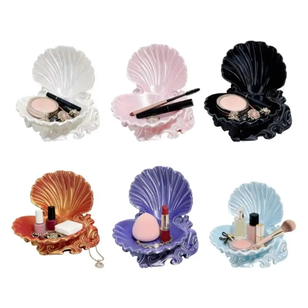 3D Printed Shell Jewelry Tray Pearlescent Ocean Wave Base Decorative Tray Ornament Space Saving Earrings Storage Dish Vanity