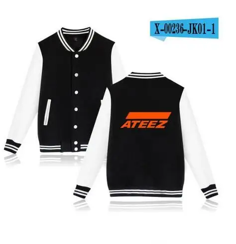 Kpop ateez อัลบั้ม hongjong seonghwa yeosang San mingi wooyoung Zip-Up ชุดเบสบอลเสื้อแจ็คเก็ตขนแกะสำหรับผู้หญิงเสื้อสเวตเชิ้ตเสื้อฮู้ดกันหนาวผู้ชาย