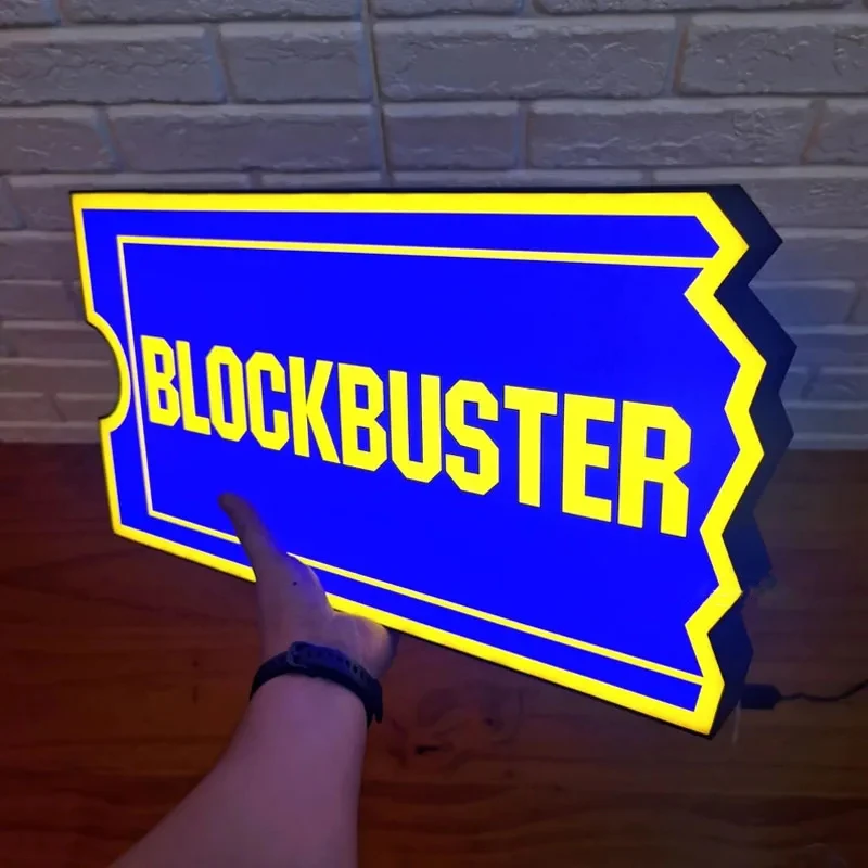 Blockbuster Game Logo LED Lightbox Sign Playroom Ambient Light Games Club Wall Decor 3D Print Nightlight Gamer Personalized Gift