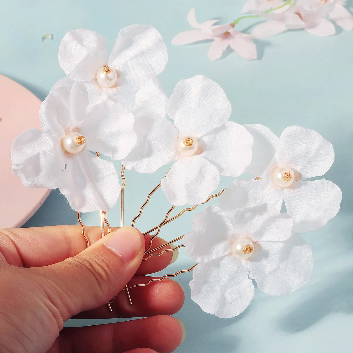 5 قطعة/مجموعة أزياء النسيج الأزهار دبابيس الشعر مجموعة رائعة اللؤلؤ مقاطع الشعر العروس مجوهرات الزفاف إكسسوارات الشعر مأدبة خوذة #3