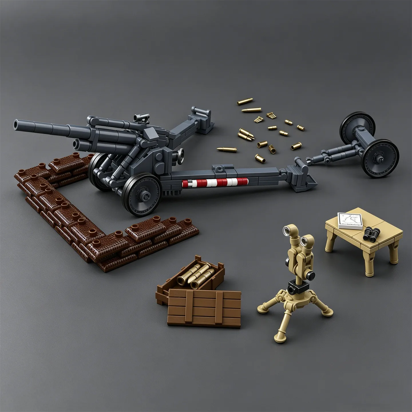 15 cm – Heavy-duty field vehicle model; assembled from 18 building blocks; tractor toy