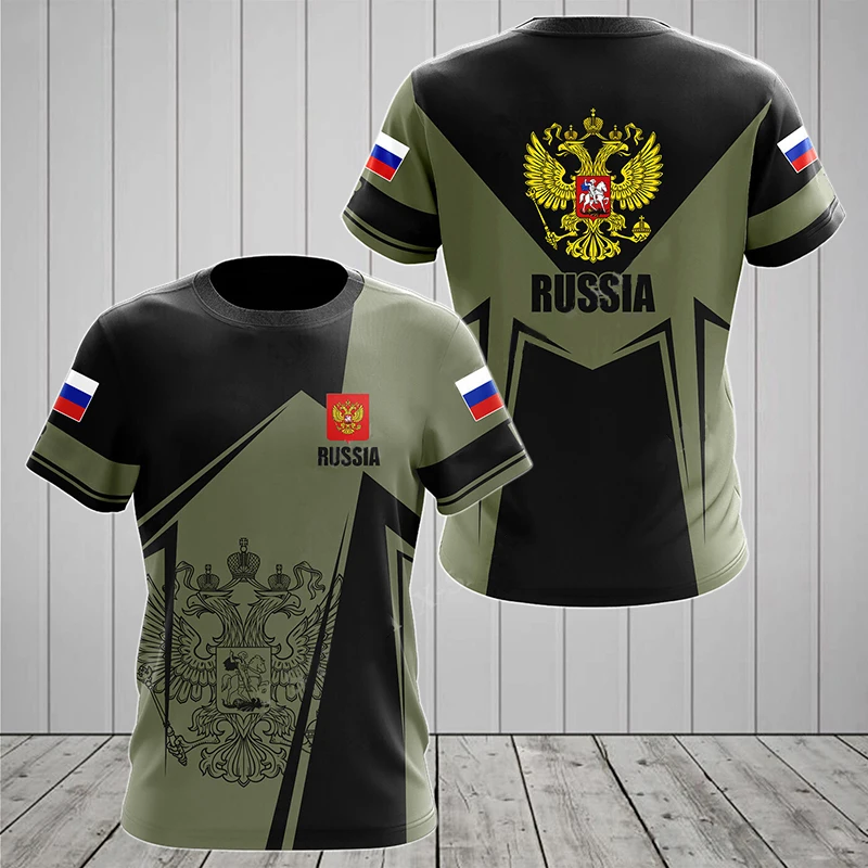 Russia Flag National Emblem 3D Print T-Shirt Men Women Fashion Streetwear Oversized Short Sleeve T Shirts Man Tees Tops Clothing