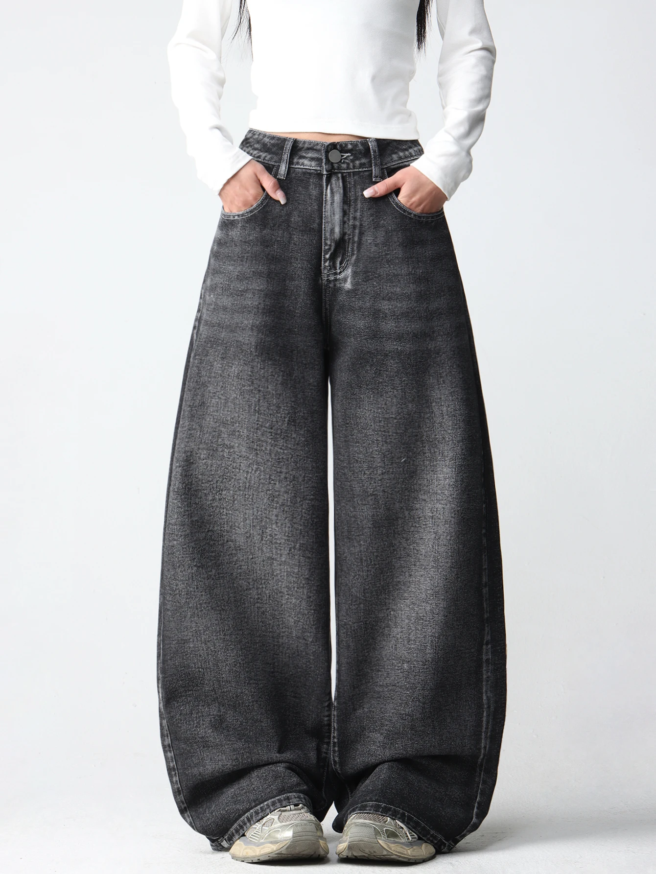 1 Pc American Retro Creative Wing Embroidered Women's High-Waisted Jeans, Fashionable And Versatile Slimming Wide-Leg Trousers