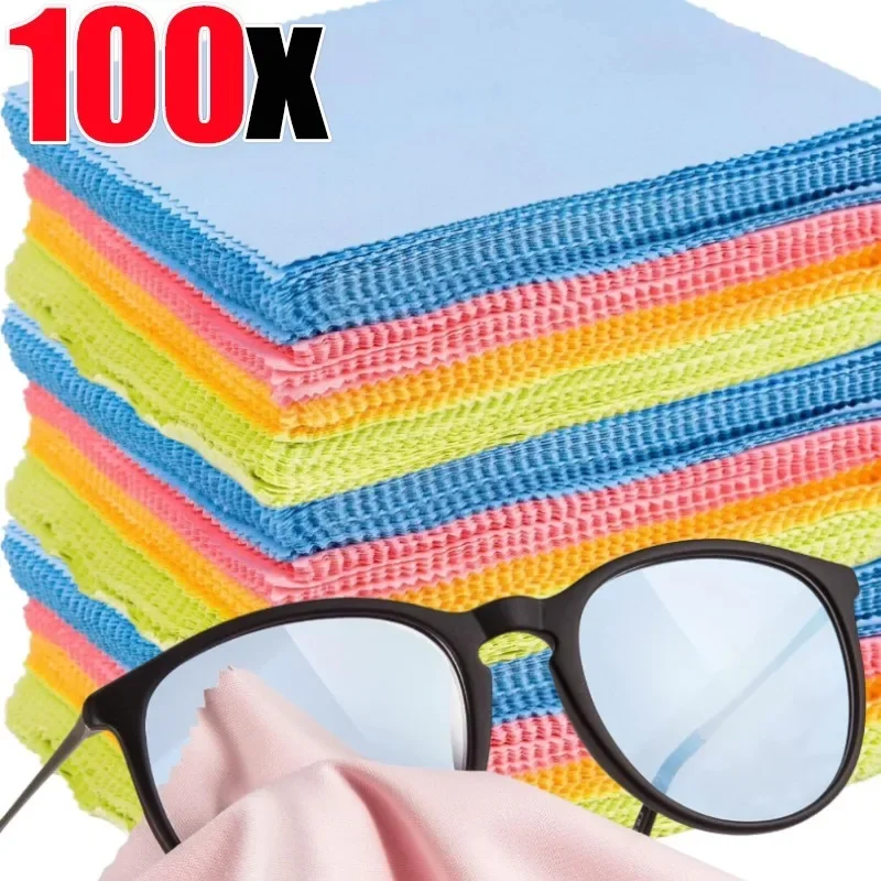 1/100PCS Microfiber Cleaning Cloth High Quality Chamois Glasses Cleaner Eyewear Cloth Len Phone Screen Cleaning Wipes Wholesale