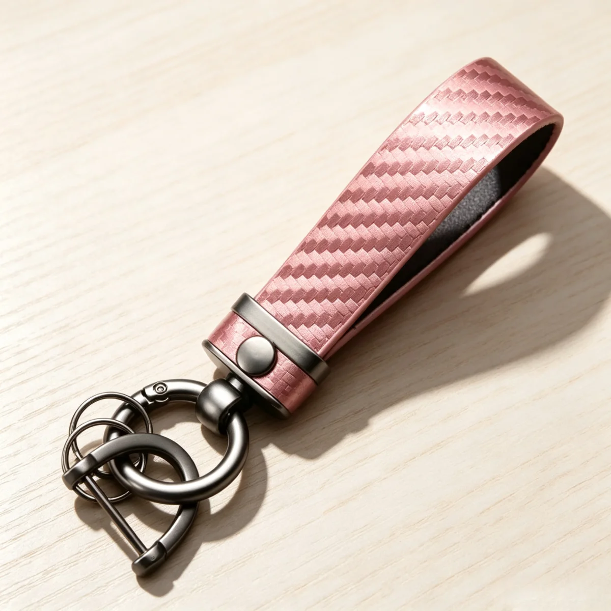 Vintage Schlüsselanhänger aus Crazy-Horse-Leder und Kohlefaser, Auto-Schlüsselhalter, Anti-Verlust-D-Ring, Metall-Schlüsselring-Anhänger für Männer und Frauen, Geschenk – Detail 10