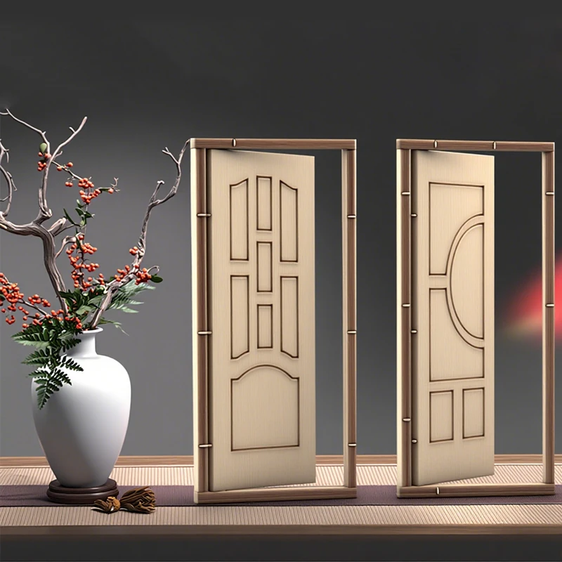 4pcs Charming Wooden Miniature Doors Easy Assembly Dollhouse Kit Realistic DIY Architecture Model Decor Perfect for Crafts