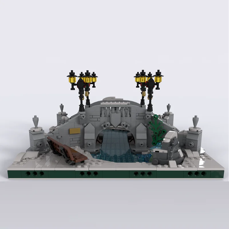 Ville rue vue modèle Moc brique de Construction modulaire parc d'hiver pont modèle technologie blocs noël bricolage jouet Construction cadeau