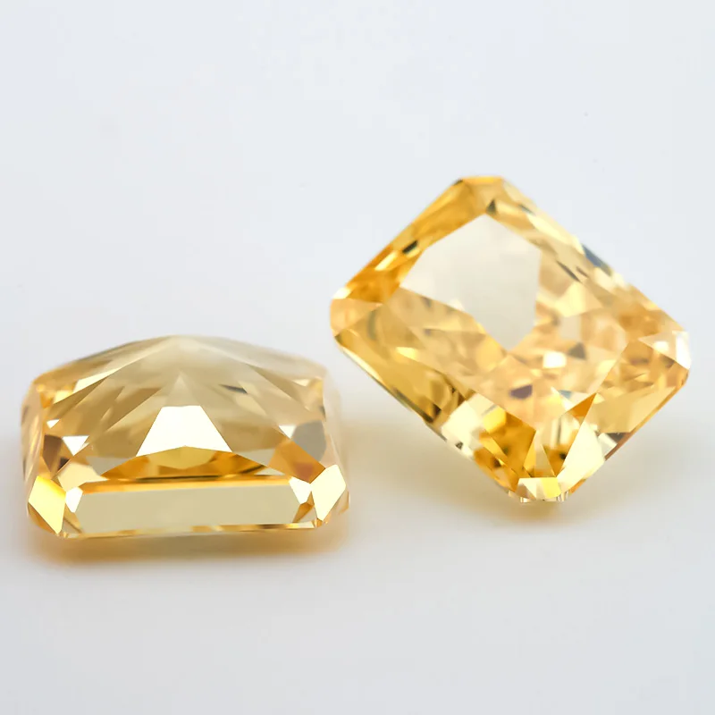 SHIQIER 05#Light Yellow Octangle Radiant Crushed Ice Cut Cubic Zirconia Stone 6x8mm 7x9mm 5A Loose CZ Synthetic Gems For Jewelry