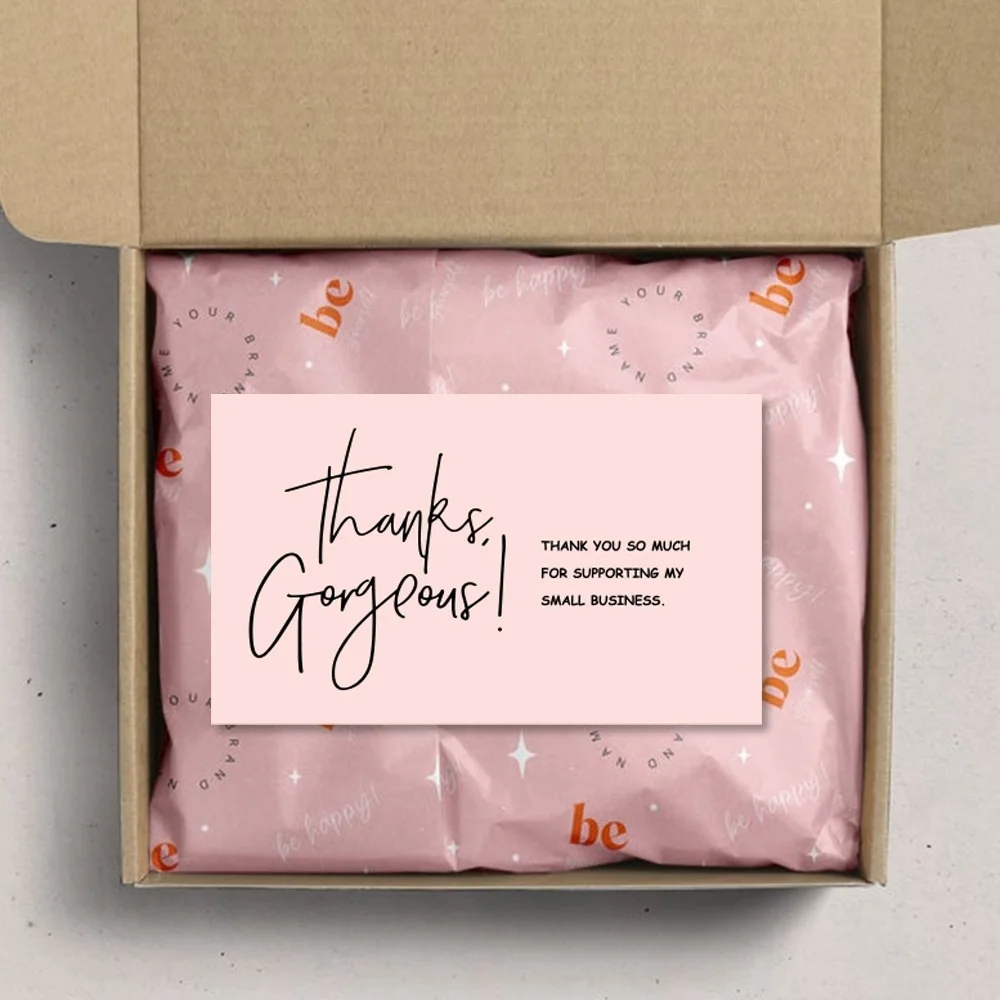 30pcs/pack Pink Thank You Card For Supporting Business Package Decoration \