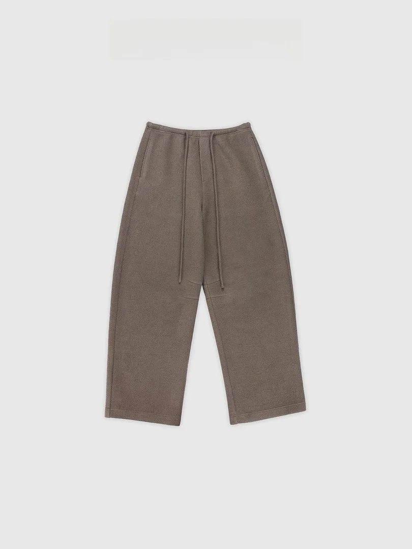 

Шерстяные брюки Tang Jialing Sister Liya Aosphere с эластичным поясом, цвет молочного чая, с высокой талией, прямые, повседневные