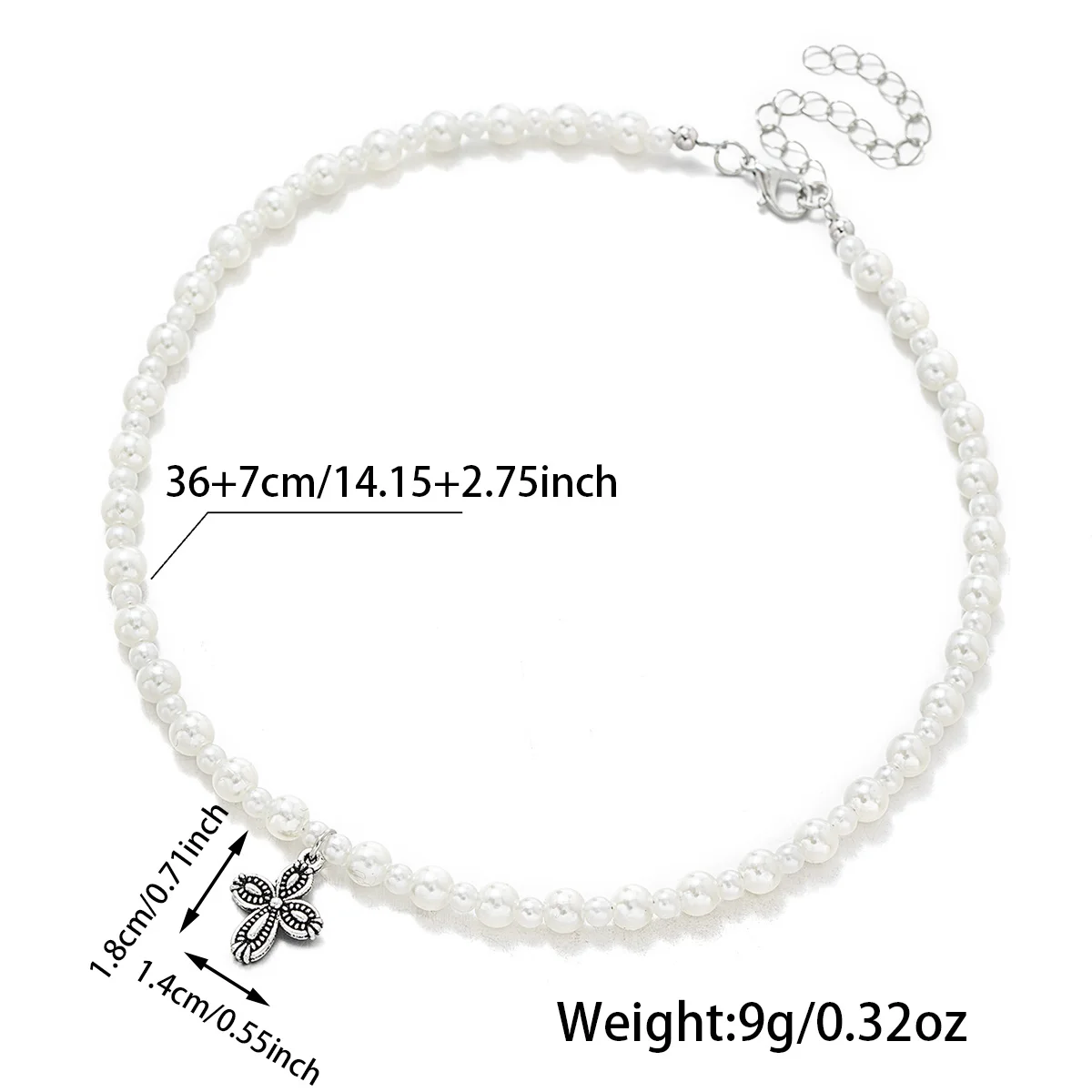 1 piece of fashionable retro lace cross pendant imitating pearl with neck sticker for women's necklace, versatile for daily use