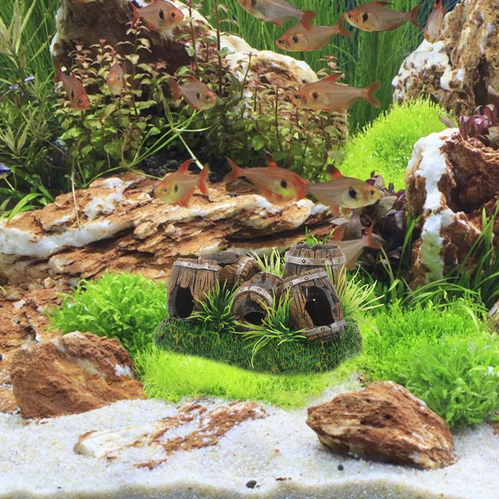 

Aquarium Plant Seeds Fish Tank Barrel Ornaments Accessories Breeding Cave Decor Decoration