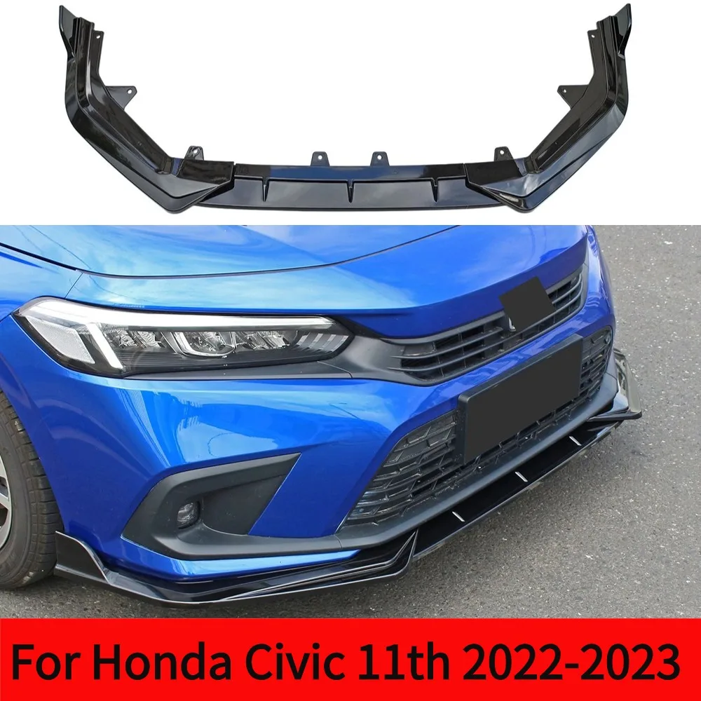 Per Honda Civic 11th Gen 2022 2023 accessori per auto 3 pezzi paraurti anteriore diffusore per labbra deflettore paraurti anteriore protezioni Kit