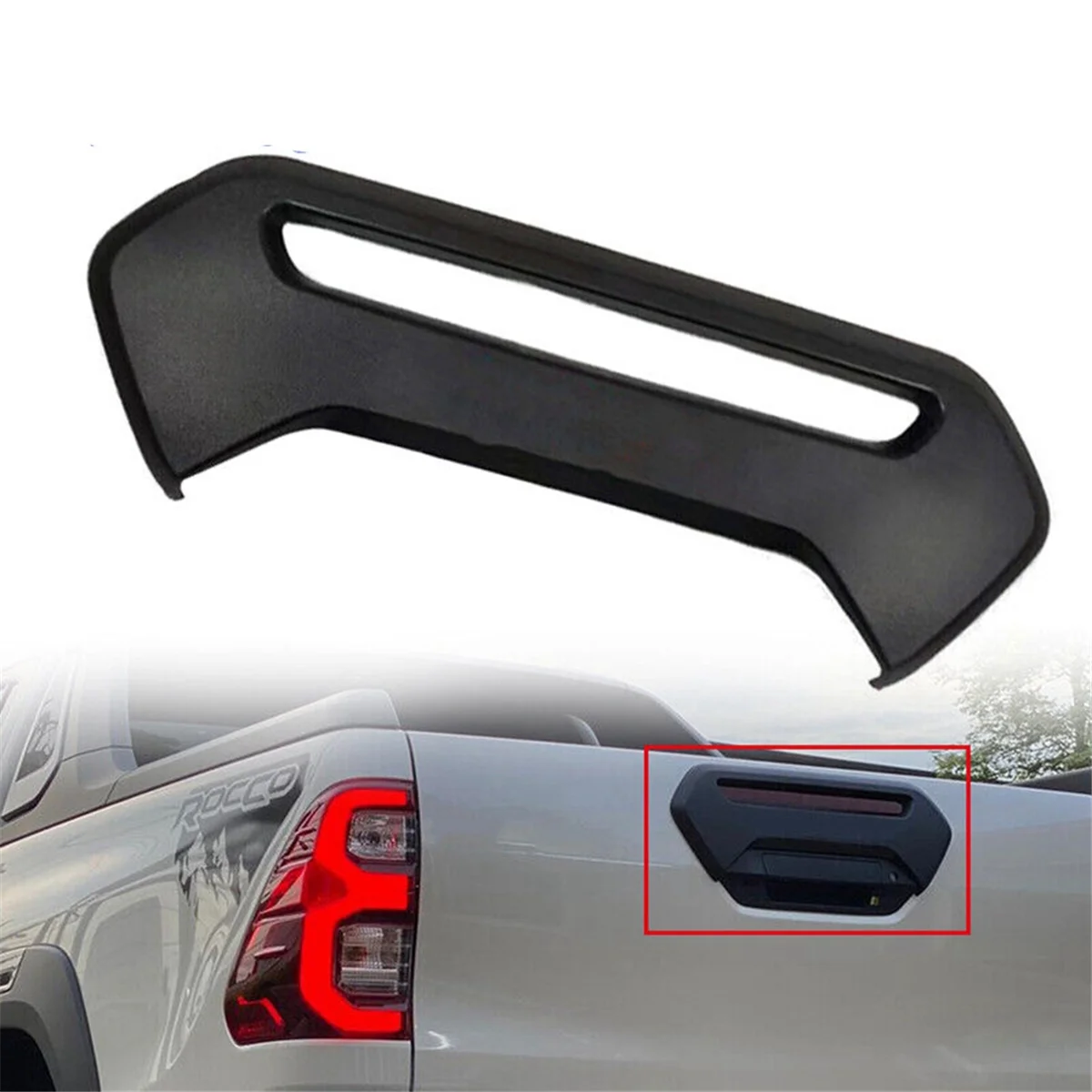 Car Rear Tailgate Plate Cover PeiJ-LJ2104 for Toyota Hilux Revo Rocco 2021 2022 Trunk Brake Light Cover Trim Panel