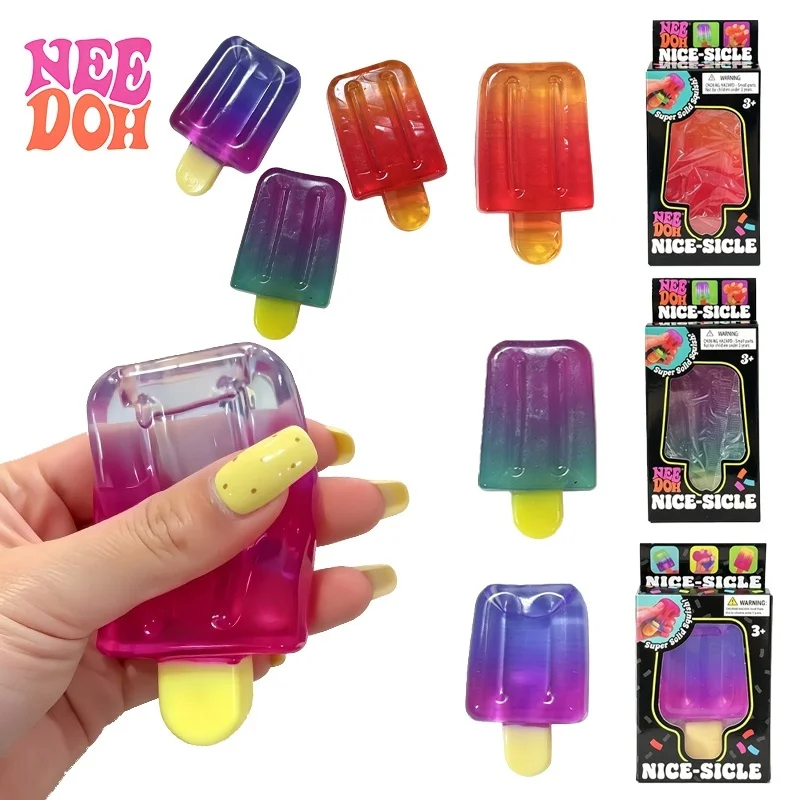 Needoh Nice‑Sicle Popsicle Fidget Squeeze Toy TPR Gradient Transparent Stretchable Deformable Sensory Toy For Desk Decor Gift