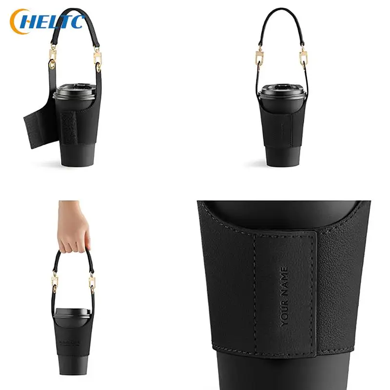 Leather Cup Cover Pouch Portable Water Bottle Sleeve Bag Leather Carrying Strap Insulating Cups Milk Tea Coffee Cups Accessories image 3