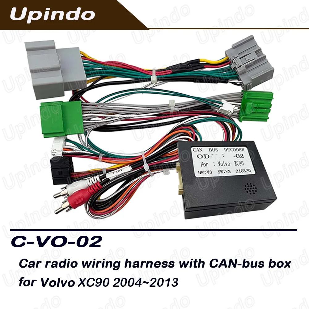 

Upindo Car Radio Cable with CAN-Bus Box Adapter Wiring Harness Media Player Power Connector Socket for Volvo XC90 2004-2013
