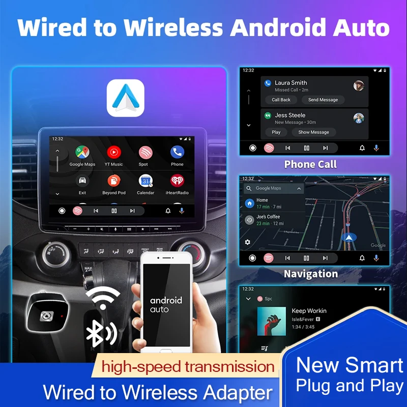 

Wireless 2 in1 Carplay Adapter Android Auto Wireless USB Fast Connection For Audi Ford Opel Skoda Hyundai Toyota Volvo Benz Mg