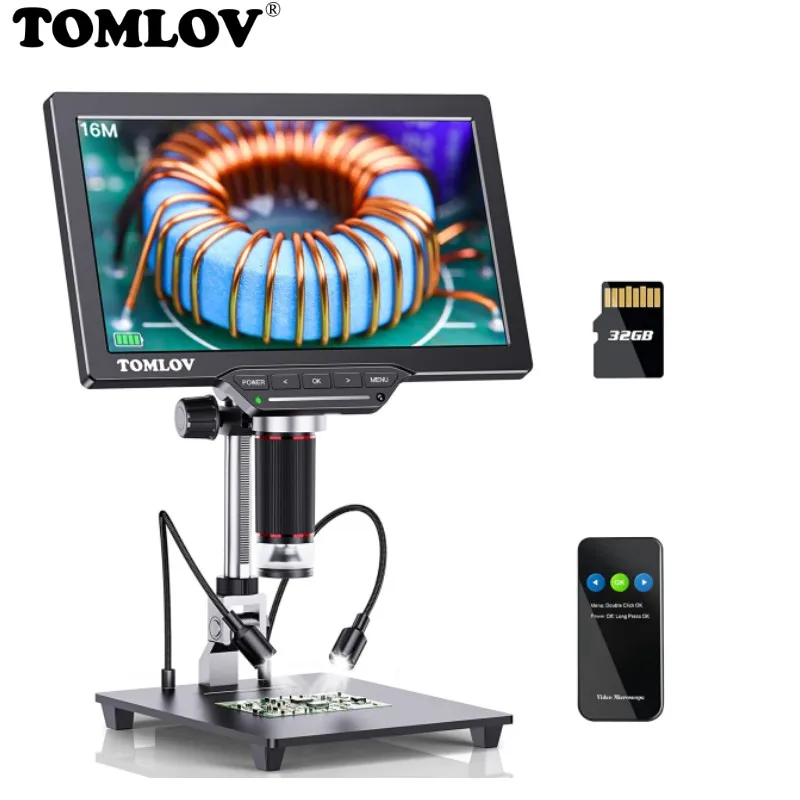 Microscópio Digital Hdmi Tela de 101 Polegadas para Solda Vídeo Eletrônico Microscopio 16mp Lupa Ferramenta de Reparo 32gb Tomlov-dm202