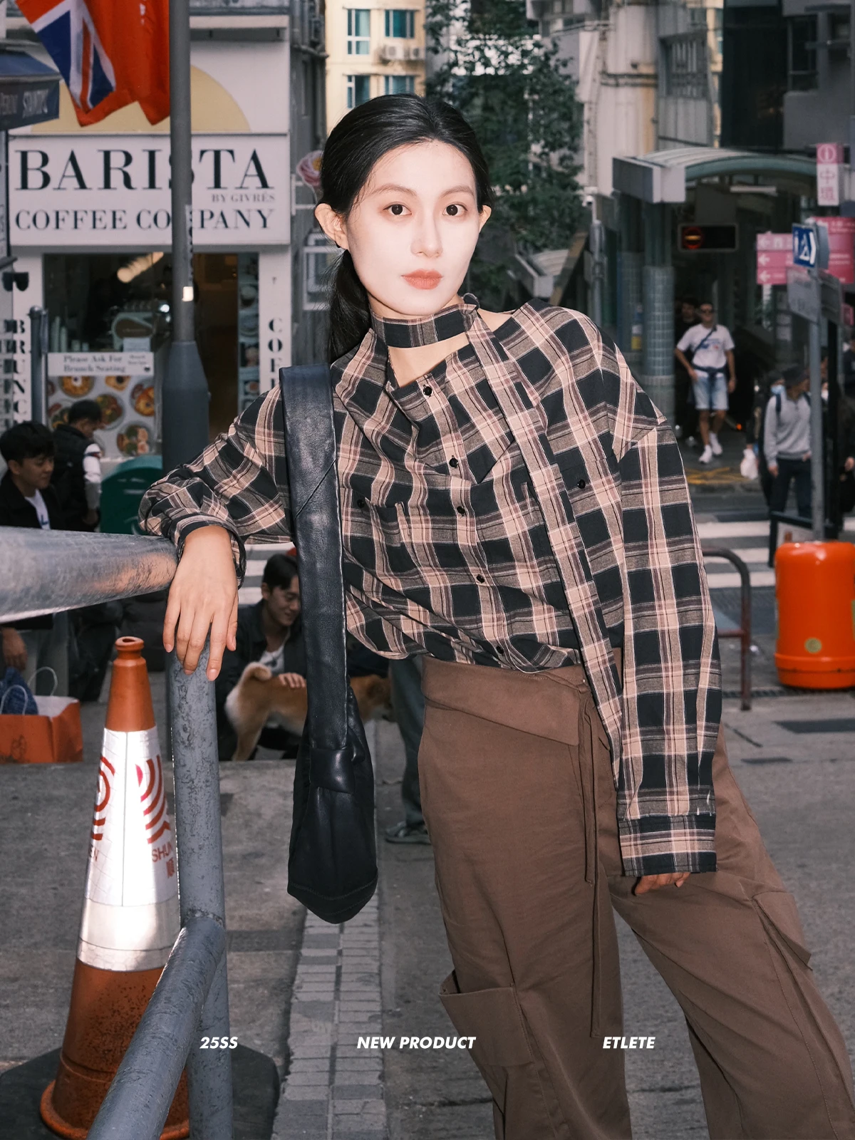 

Новая женская блузка в стиле ретро с длинным рукавом, декоративными элементами и клетчатым узором, из хлопка, весенняя, повседневная, модная