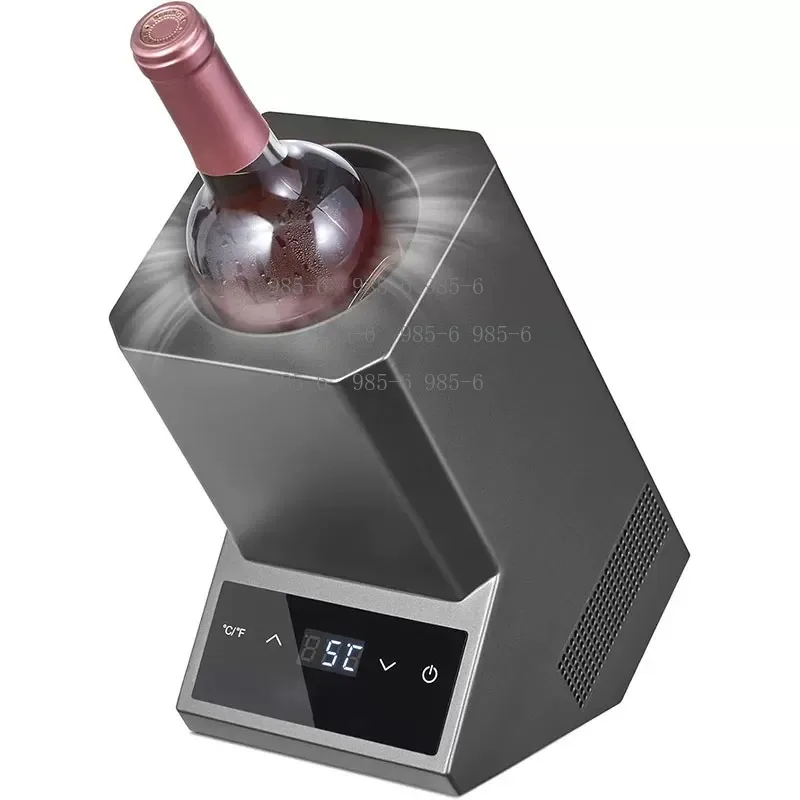 Rapid Cooling Electronic Wine Chiller, Red Stainless Steel Ice Cooler with Temperature Control for Home Party