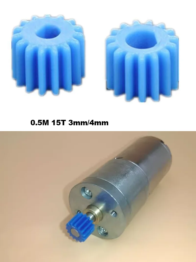 5-10Pcs 0.5 Mold 15 Tooth Blue Pom Plastic Spur Gear D Hole 3mm 4mm Cylindrical Gear GA20/GA25/N20 Motor Gear DIY Accessories