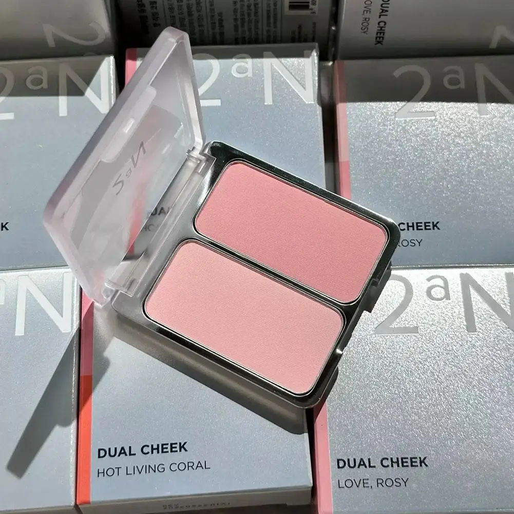Twee-in-één tweekleurige matte blush - Lage verzadiging Verhelderend Natuurlijk krimpend Uitbreidende langdurige mengbare gezichtsmake-up