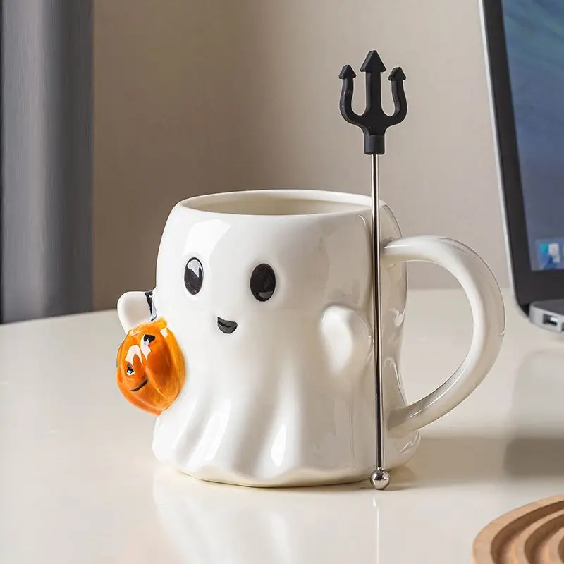 Halloween Ghost Coffee Mug Ceramic Ghost Face Mug Ghost Shaped Mug Halloween Novelty Gift for Your Loved Ones