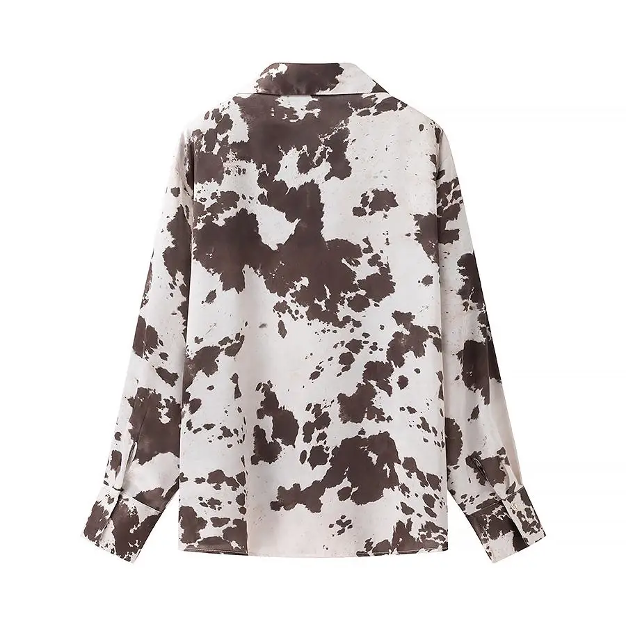 Jesienna spódnica midi z satyny jedwabnej w zwierzęcy wzór, damska moda francuska, długa, elegancka, biznesowa, codzienna, luźna bluzka