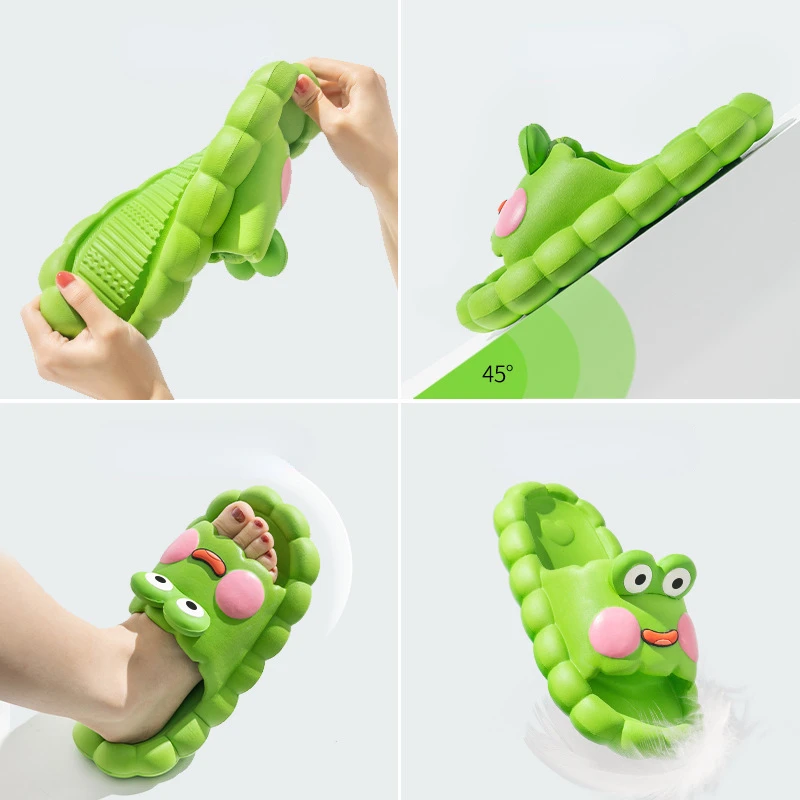 Cartoon Frog slippers summer Beach cute Kawaii womens shoes Cloud home house Sandal Outdoor Soft Sole Non Slip flip flops Flat