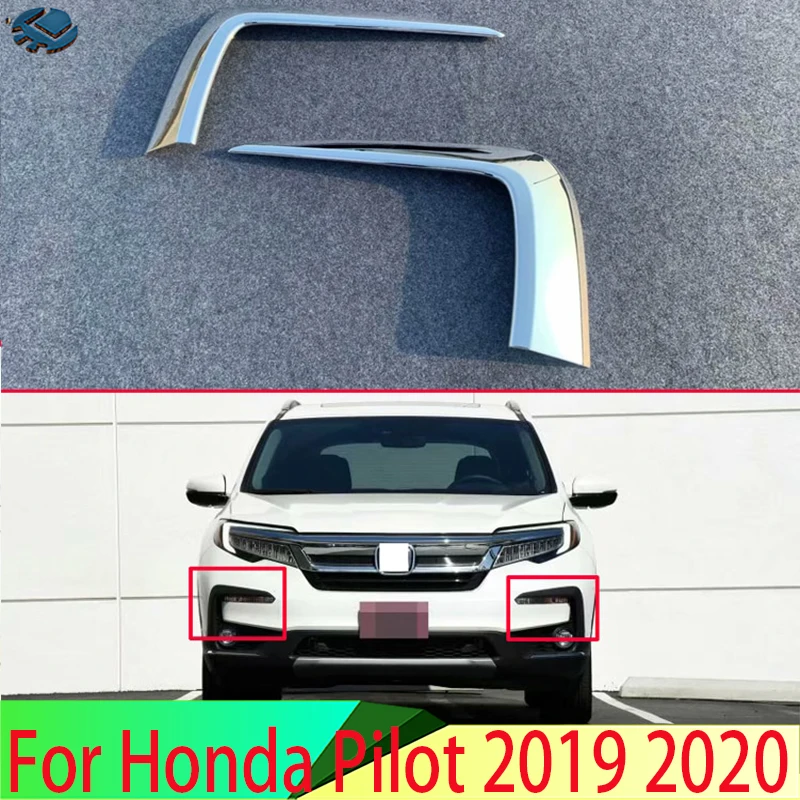 

For Honda Pilot 2019 2020 Car Accessories ABS Chrome Front Fog Light Lamp Eyebrow Trim Decorative Sticker