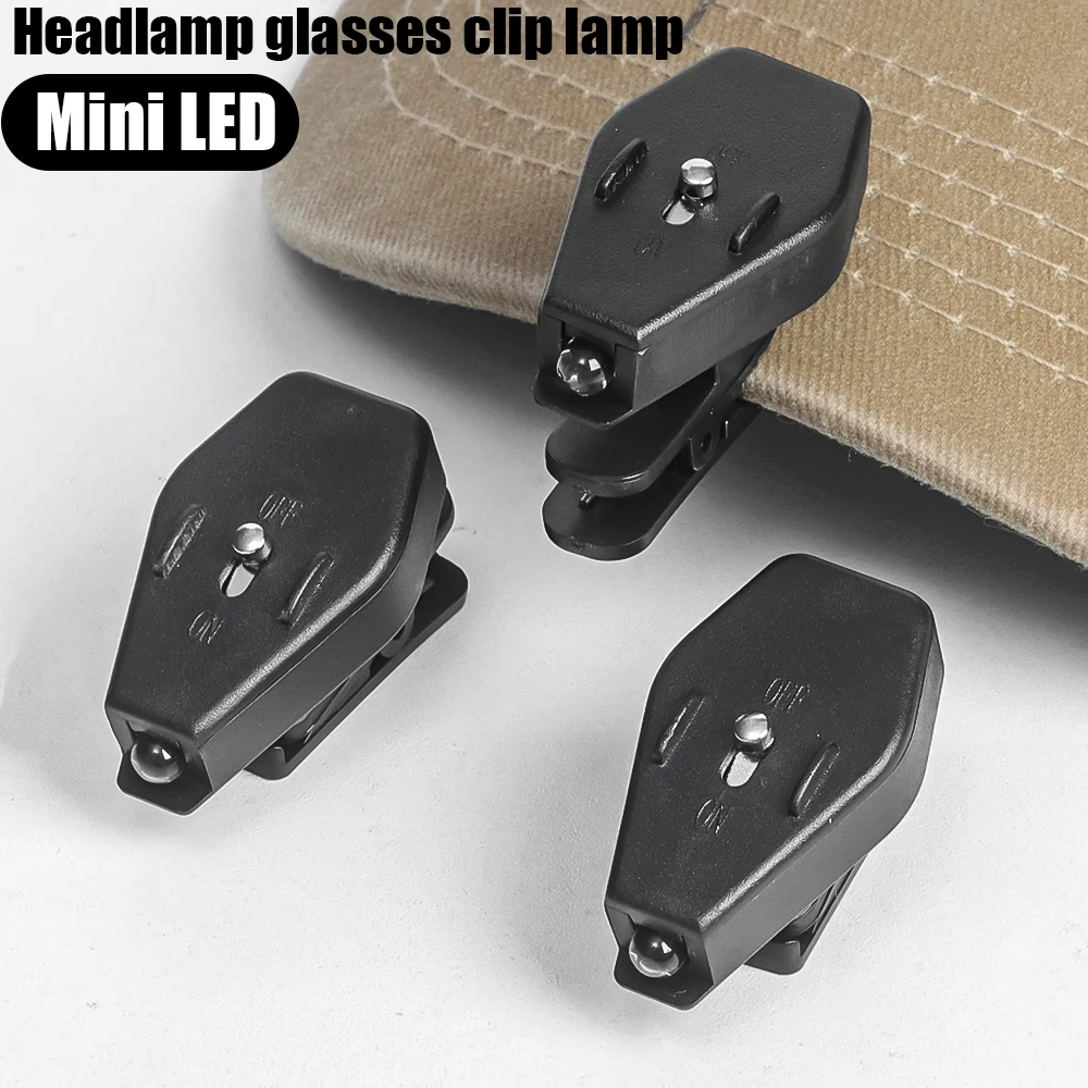 LED Eyeglass Clip Universal Night Light Reading Outdoor Camping Fishing Portable Mini Lamp 360 Degree Rotation Button Batteries