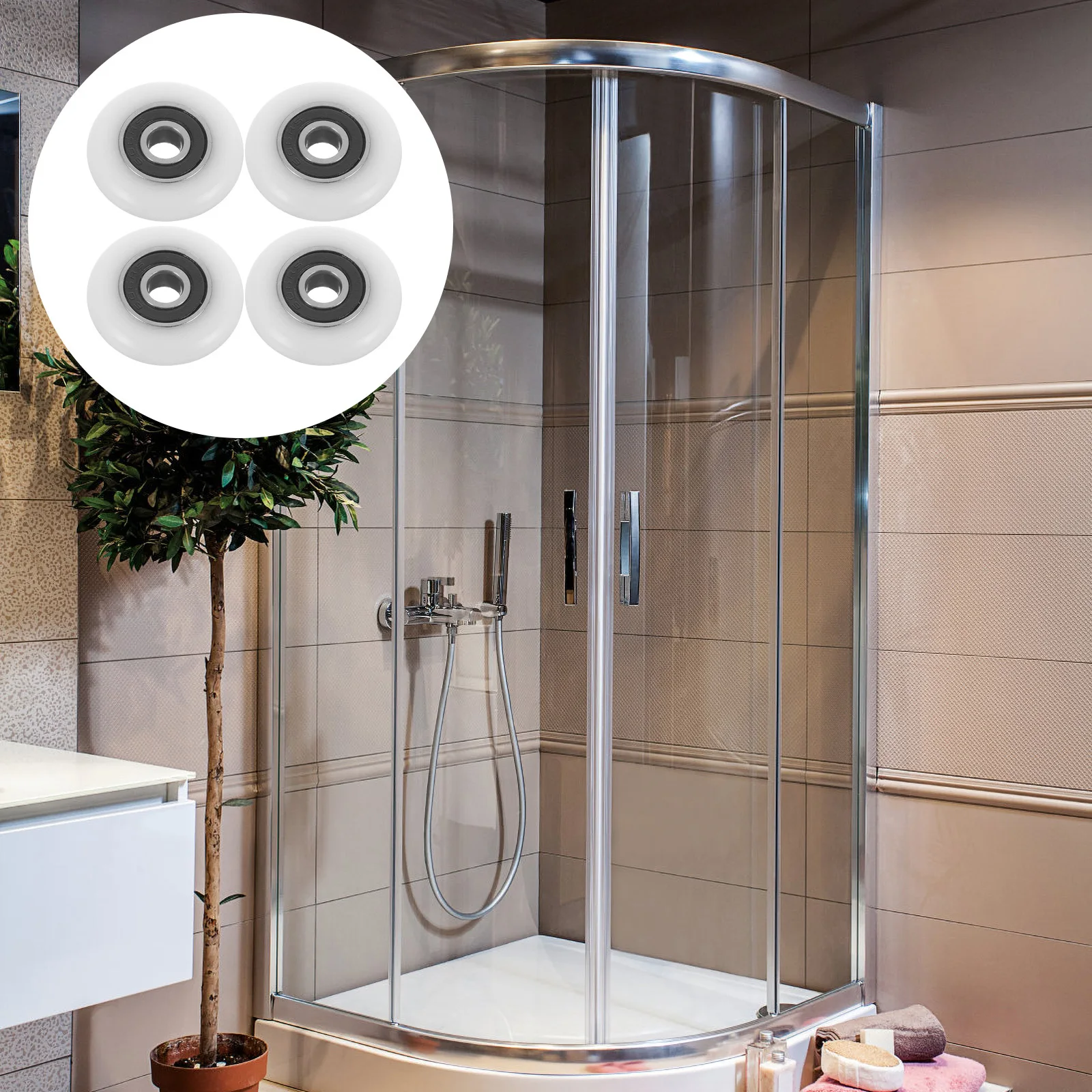 

4Pcs Shower Door Rollers Replacement High Load Bearing Capacity Easy Installation Sliding Track Shower Door Rollers