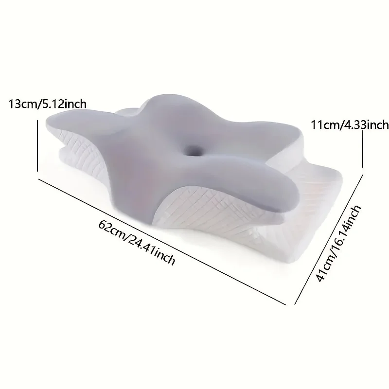 Neck Support Pillow, Ergonomic Butterfly Design for Back/Side Sleepers, Slow Rebound Pillow, with Removable Washable Cover