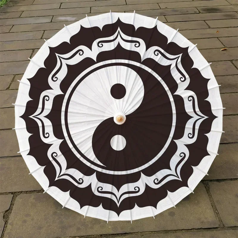 84cm Chinese Taichi Hanging Umbrella Rainproof Oil Paper Umbralla Chinese Mysterious Symbols Taiji Fish Ceiling Decor Restaurant