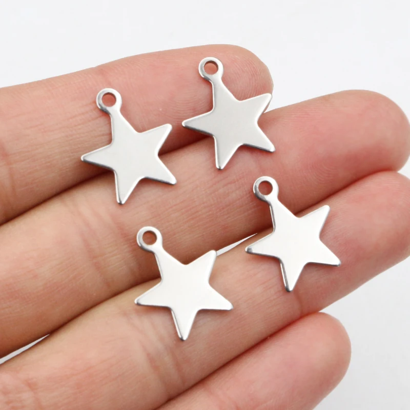 30pcs 17x14mm No Fade Charms 316 Stainless Steel Star Handamde Bracelet Necklace Pendant Charms DIY Jewelry Making Findings