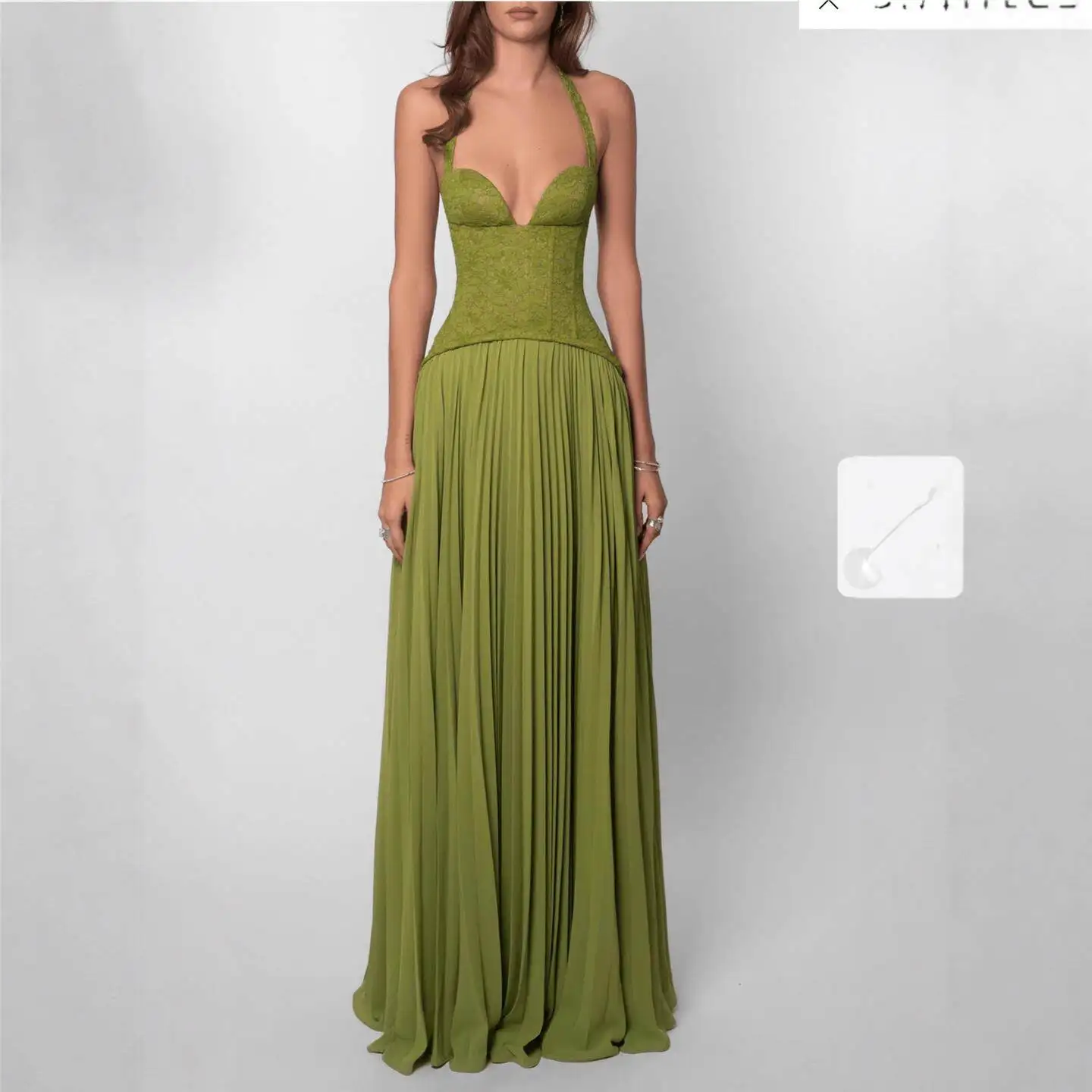 

Fashionable Sexy Backless Low Neck Folded Dress Women's Cross-Border High Waist A-Line Skirt Sleeveless Wrap Chest Dress