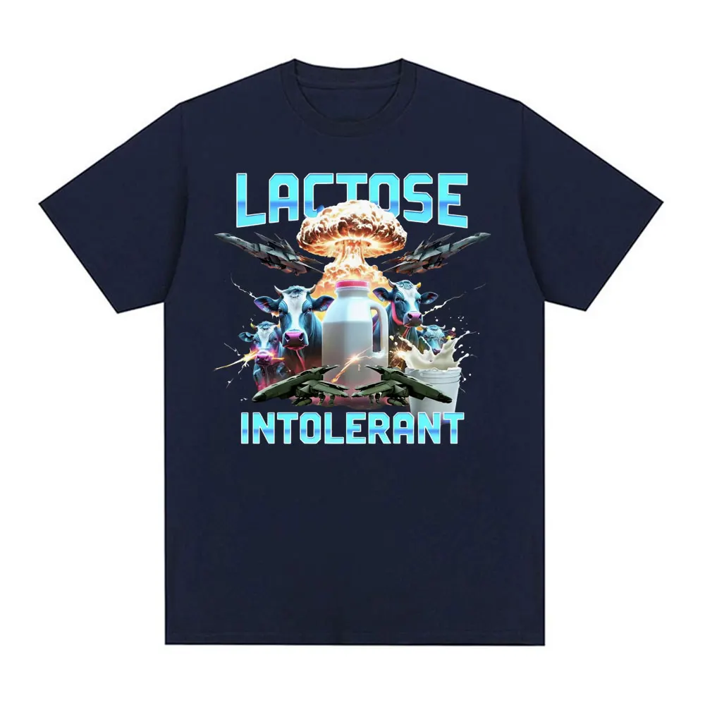 Lactose Tolerant Vintage Graphic T Shirts Funny Milk 90s Meme T-shirt Men Women's Fashion Hip Hop High Quality Oversized T Shirt