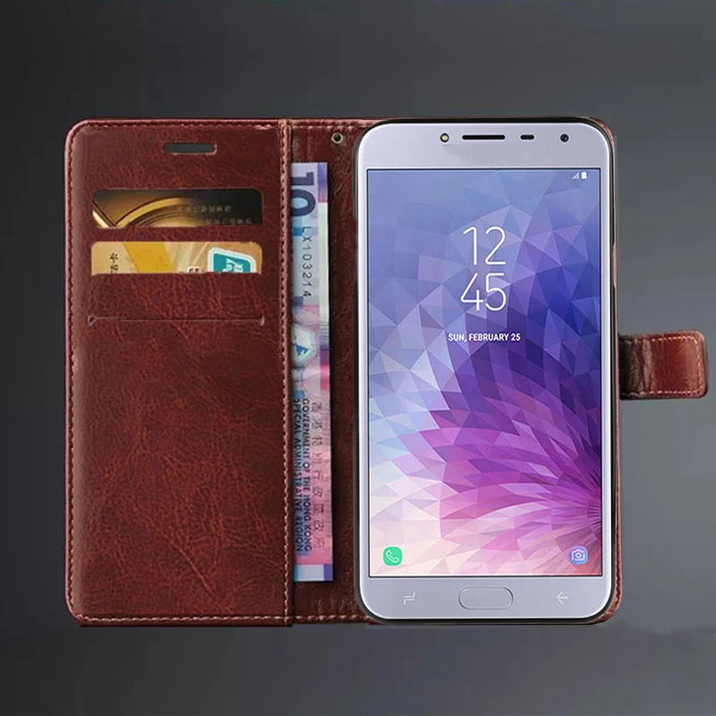 card holder cover case for Samsung Galaxy J4 plus 2018 leather Flip Cover J4 2018 Retro wallet phone bag fitted case business