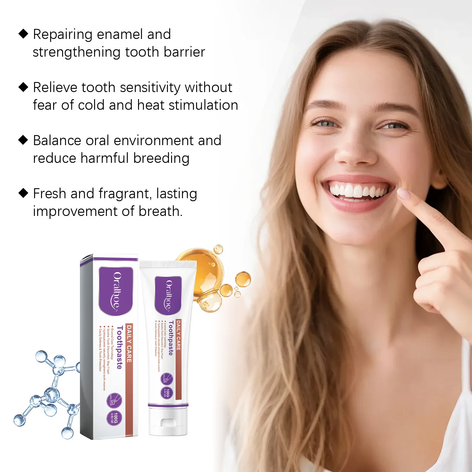 Daily Teeth Whitening Toothpaste Deep Clean Remove Yellow Smoke Coffee Stain Fresh Breath Oral Hygiene Care Toothpaste Home Use