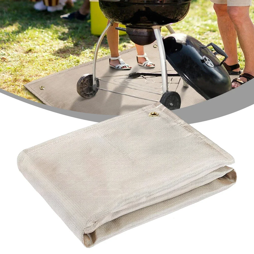 High Temperature Resistance Fireproof Stove Grill Mat Fireproof Deck Protection Foldable Portable Wear-resistant