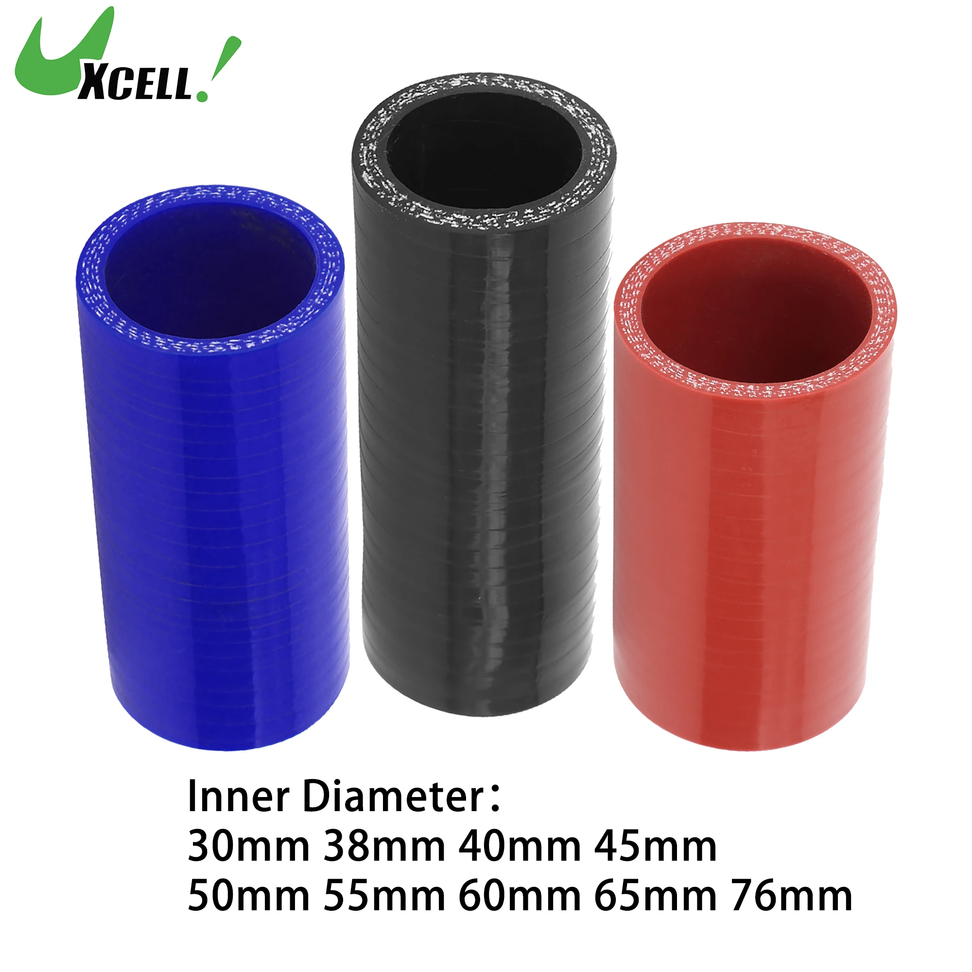 UXCELL 30mm 38mm 40mm 45mm 55mm 60mm 76mm ID Car High Performance Straight Silicone Hose Coupler Intercooler Tube Universal