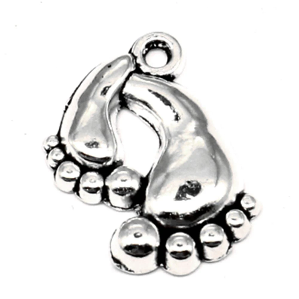 10pcs 9x20mm Foot Charms Man Pendant Car Accessori Trendy Jewelry Antique Silver Color