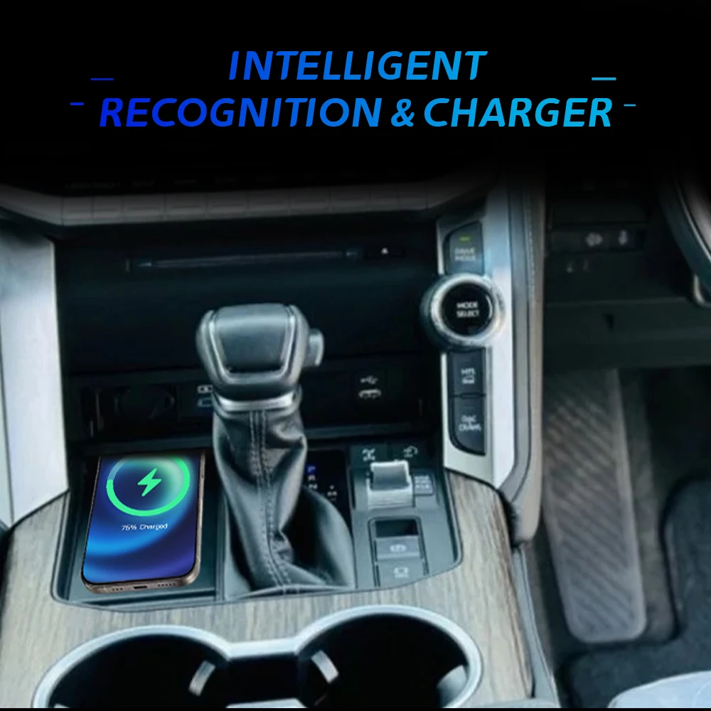 For Toyota Land Cruiser LC300 2021-2024 RHD Wireless QI Car Charger Fast Charging Mobile Plate for Vehicle